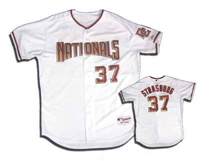 Stephen Strasburg Washington Nationals #37 Authentic Majestic Athletic Cool Base MLB Baseball Jersey (White)