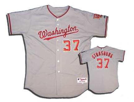 Stephen Strasburg Washington Nationals #37 Authentic Majestic Athletic Cool Base MLB Baseball Jersey (Road Gray, Size 52