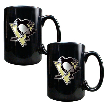 Pittsburgh Penguins 2 Piece Black Ceramic Mug Set