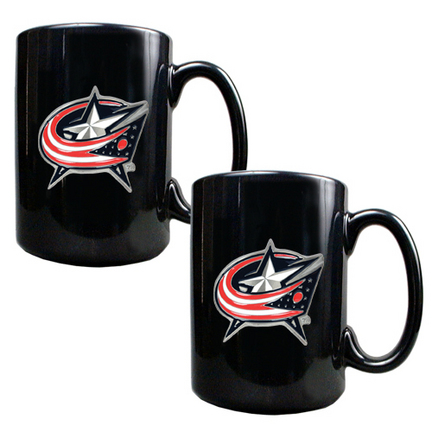 Columbus Blue Jackets 2 Piece Black Ceramic Mug Set