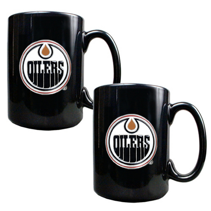 Edmonton Oilers 2 Piece Black Ceramic Mug Set