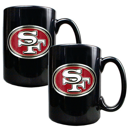 San Francisco 49ers 2 Piece Black Ceramic Mug Set