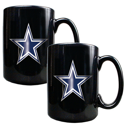 Dallas Cowboys 2 Piece Black Ceramic Mug Set