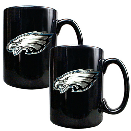 Philadelphia Eagles 2 Piece Black Ceramic Mug Set