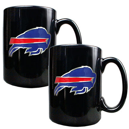 Buffalo Bills 2 Piece Black Ceramic Mug Set