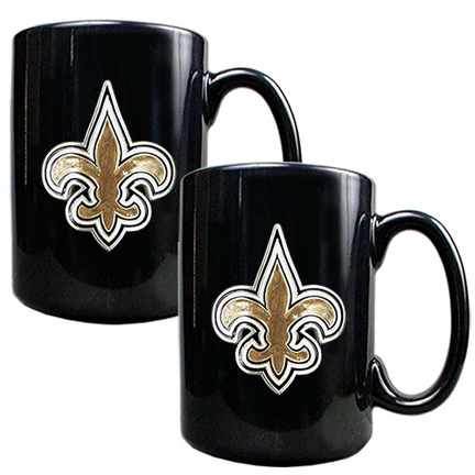New Orleans Saints 2 Piece Black Ceramic Mug Set