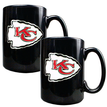 Kansas City Chiefs 2 Piece Black Ceramic Mug Set
