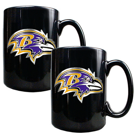 Baltimore Ravens 2 Piece Black Ceramic Mug Set