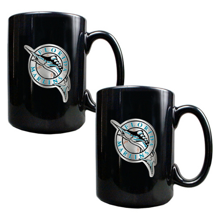 Florida Marlins 2 Piece Black Ceramic Mug Set