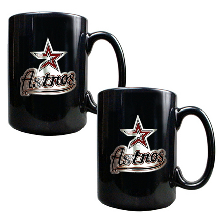 Houston Astros 2 Piece Black Ceramic Mug Set