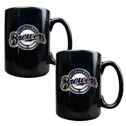 Milwaukee Brewers 2 Piece Black Ceramic Mug Set