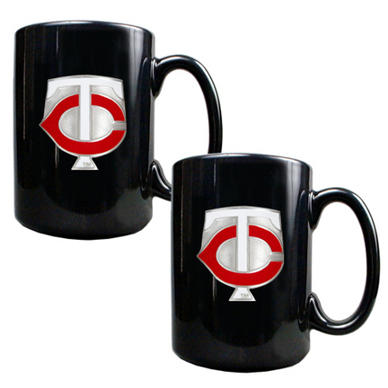 Minnesota Twins 2 Piece Black Ceramic Mug Set