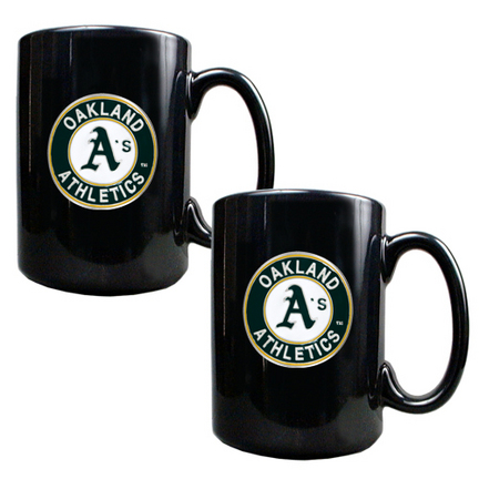 Oakland Athletics 2 Piece Black Ceramic Mug Set