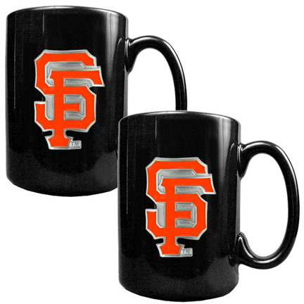 San Francisco Giants 2 Piece Black Ceramic Mug Set
