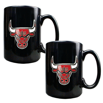 Chicago Bulls 2 Piece Black Ceramic Mug Set