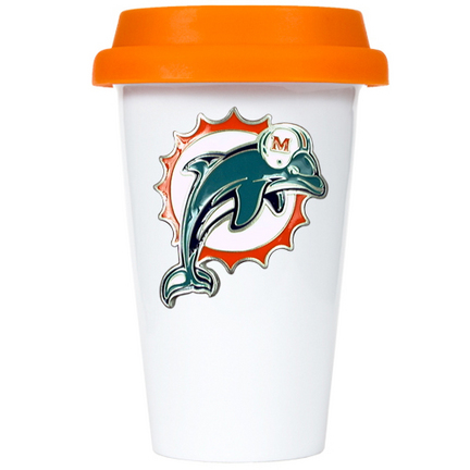 Miami Dolphins 12 oz. Double Wall Tumbler with Orange Silicone Lid