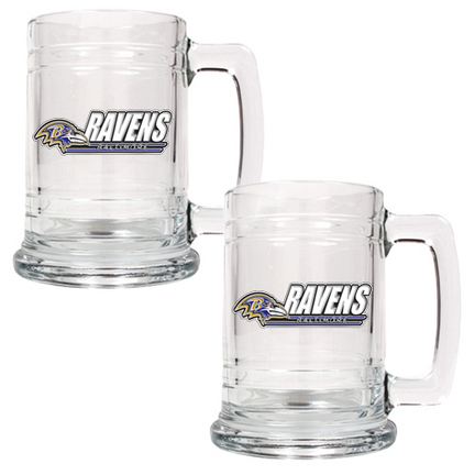 Baltimore Ravens 2 Piece 15 oz. Glass Tankard Set (with 