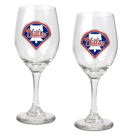 Philadelphia Phillies 2 Piece Wine Glass Set