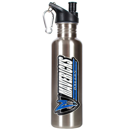 Dallas Mavericks 26 oz. Stainless Steel Water Bottle with Pop Up Spout (Silver)