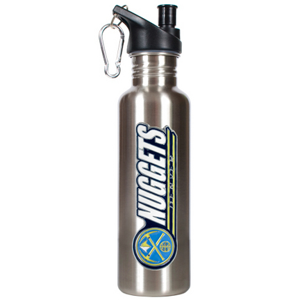 Denver Nuggets 26 oz. Stainless Steel Water Bottle with Pop Up Spout (Silver)