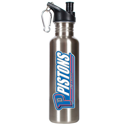 Detroit Pistons 26 oz. Stainless Steel Water Bottle with Pop Up Spout (Silver)