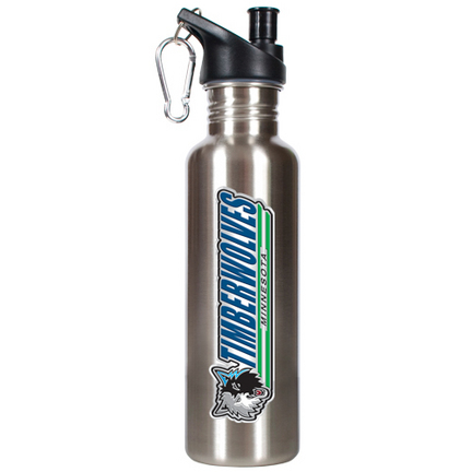 Minnesota Timberwolves 26 oz. Stainless Steel Water Bottle with Pop Up Spout (Silver)