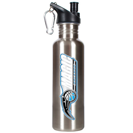 Orlando Magic 26 oz. Stainless Steel Water Bottle with Pop Up Spout (Silver)