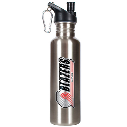 Portland Trail Blazers 26 oz. Stainless Steel Water Bottle with Pop Up Spout (Silver)