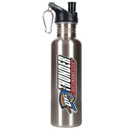 Oklahoma City Thunder 26 oz. Stainless Steel Water Bottle with Pop Up Spout (Silver)
