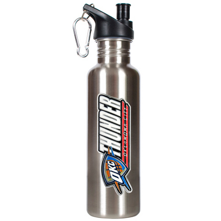 Oklahoma City Thunder 26 oz. Stainless Steel Water Bottle with Pop Up Spout (Silver)