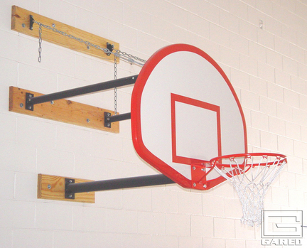 Three-Point Wall Mount Basketball System with 42" x 72" Glass Backboard and 6-9' Foot Extension