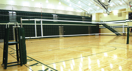 OmniSteel&trade; One-Court Collegiate Telescopic Competition Volleyball System