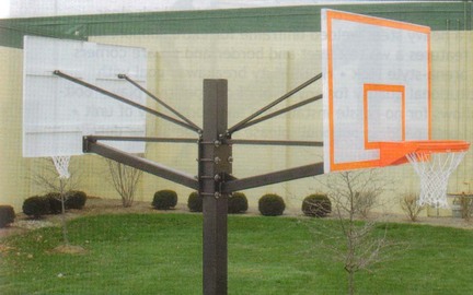 Endurance Dual Playground Basketball System with 42" x 60" Glass Backboards and 5' Extension