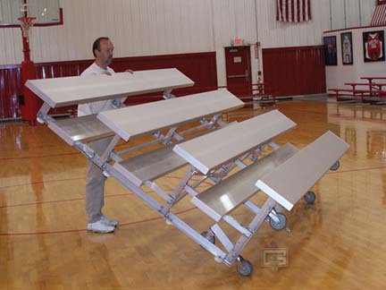 15' Tip N' Roll Bleachers with Double Foot Planks (4 Row)