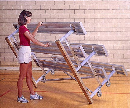 15' Tip N' Roll Portable Indoor / Outdoor Bleachers (3 Rows)