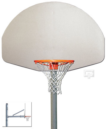 3 1/2" O.D. Front Mount Adjustable Straight Post Basketball System with 36 1/2" x 54" Fan-Shaped Backboar