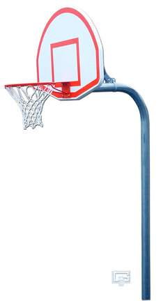 3 1/2" O.D. Front Mount Gooseneck Post Basketball System with 36 1/2" x 54" Fan-Shaped Backboard and Brac