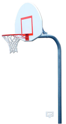3 1/2" O.D. Front Mount Gooseneck Post Basketball System with 35" x 54" Fan-Shaped Backboard and Braces