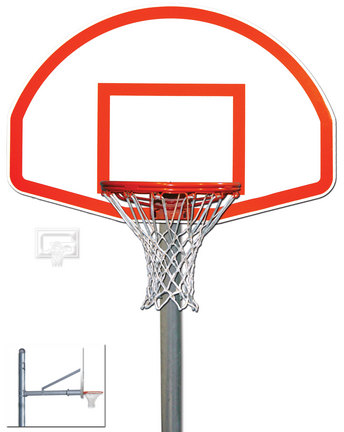 4 1/2" O.D. Front Mount Adjustable Straight Post Basketball System with 36 1/2" x 54" Fan-Shaped Backboar
