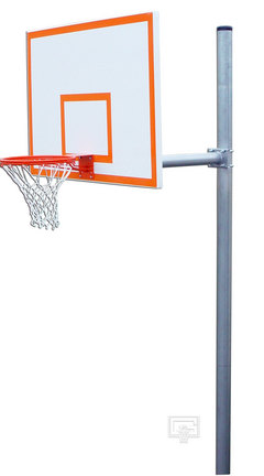 4 1/2" O.D. Front Mount Adjustable Straight Post Basketball System with 42" x 60" Steel Backboard