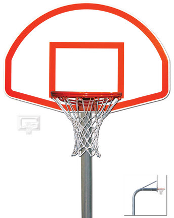 4 1/2" O.D. Front Mount Gooseneck Post Basketball System with 36 1/2" x 54" Fan-Shaped Backboard and Brac