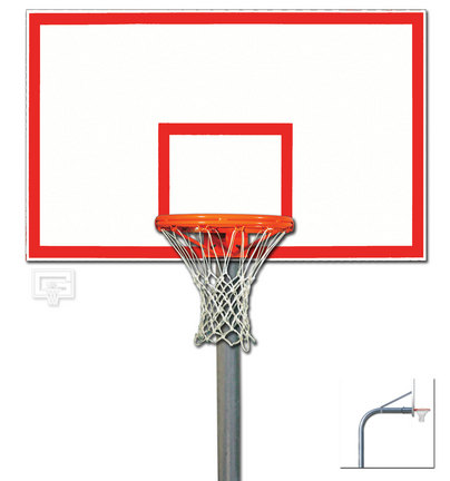 5 9/16" O.D. Front Mount Gooseneck Post Basketball System with 42" x 72" Steel Backboard and Braces