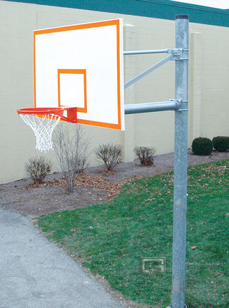 6 5/8" O.D. Front Mount Adjustable Straight Post Basketball System with 42" x 72" Steel Backboard