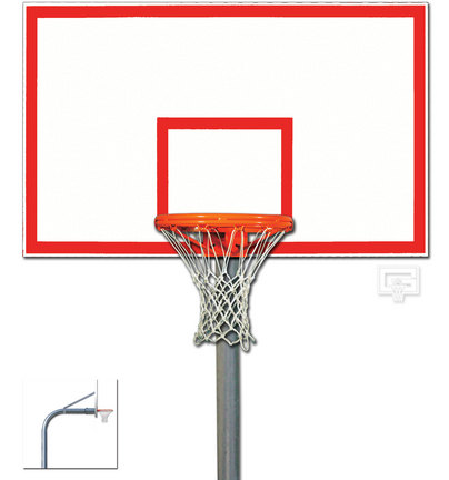 5 9/16" O.D. Front Mount Gooseneck Post Basketball System with 42" x 60" Steel Backboard and Braces