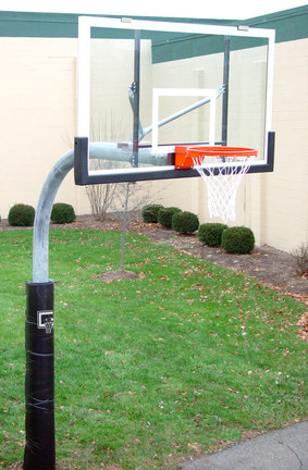5 9/16" O.D. Front Mount Gooseneck Post Basketball System with 42" x 72" Acrylic Backboard and Braces