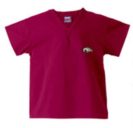 Arkansas Razorbacks Scrub Style Top from Gel Scrub (with Running Hog Logo)