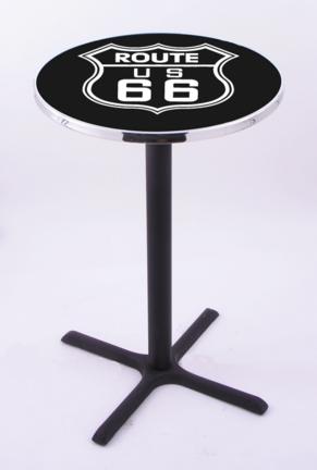 Route 66 (L211) 36" Tall Logo Pub Table by Holland Bar Stool Company (with Black Wrinkle Base and 28" Table To