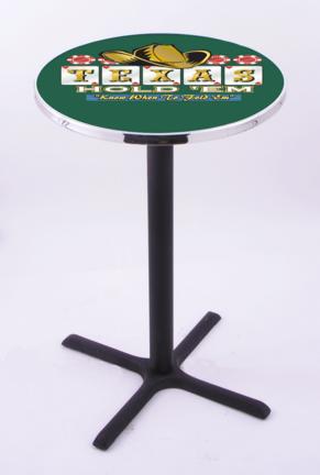 Texas Hold Em (L211) 42" Tall Logo Pub Table by Holland Bar Stool Company (with Black Wrinkle Base and 28" Tab