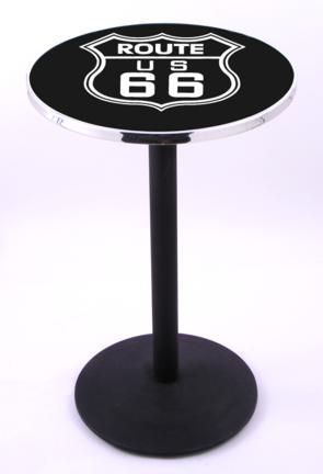 Route 66 (L214) 42" Tall Logo Pub Table by Holland Bar Stool Company (with Black Wrinkle Base and 28" Table To