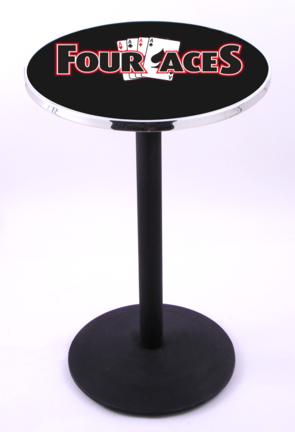 4 Aces (L214) 36" Tall Logo Pub Table by Holland Bar Stool Company (with Black Wrinkle Base and 28" Table Top 